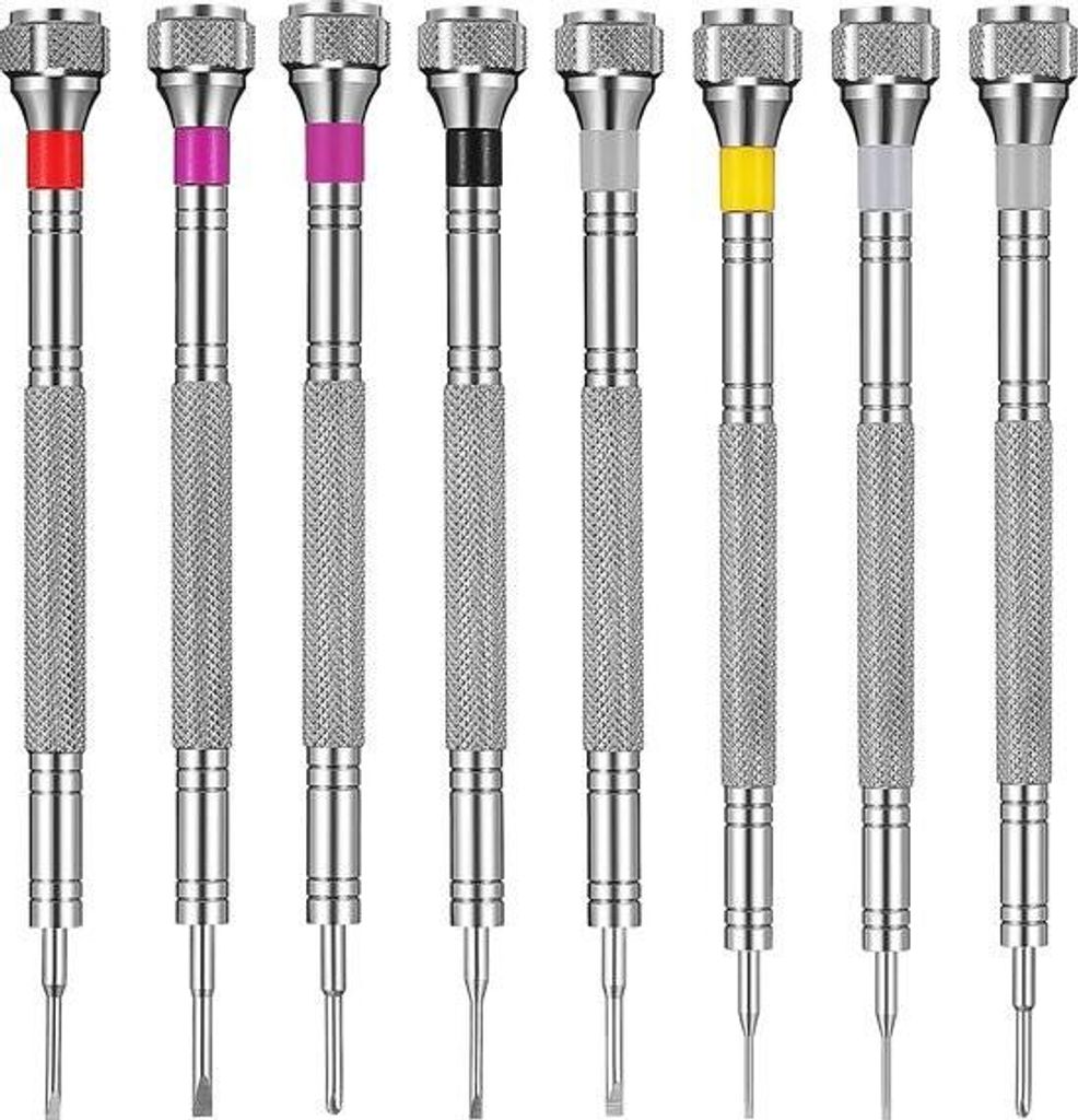 8-teiliger Präzisionsschraubendreher, Juwelier-Schraubendreher-Set, Uhrenreparatur-Schraubendreher-Set 0,6/0,8/1,0/1,2/1,4/1,6 mm, Mikroschraubend...