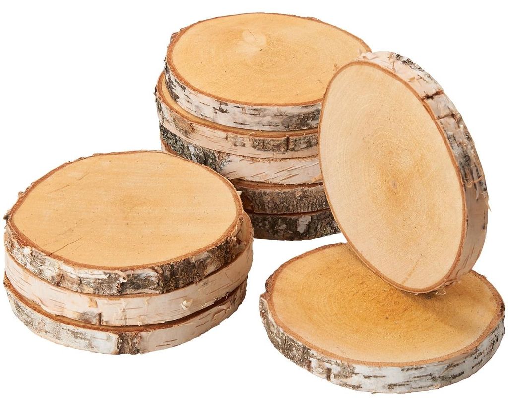 Rondelles d'arbre 10 pcs. Bois de décoration Disques en Image du produit 