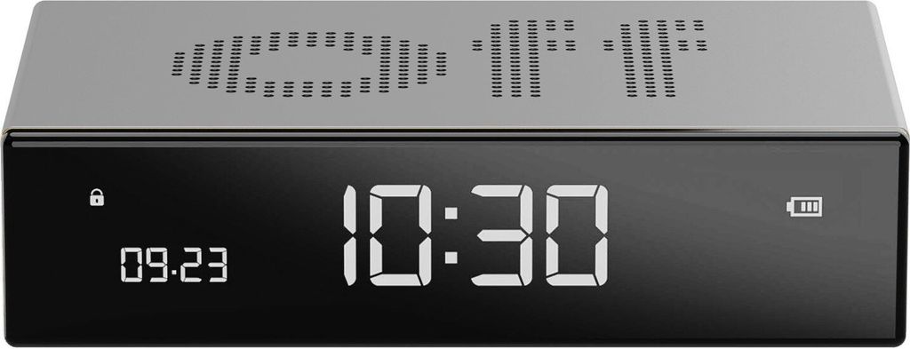 Lexon LR152A Digitalwecker Flip Premium Wecker Silberfarben 1
