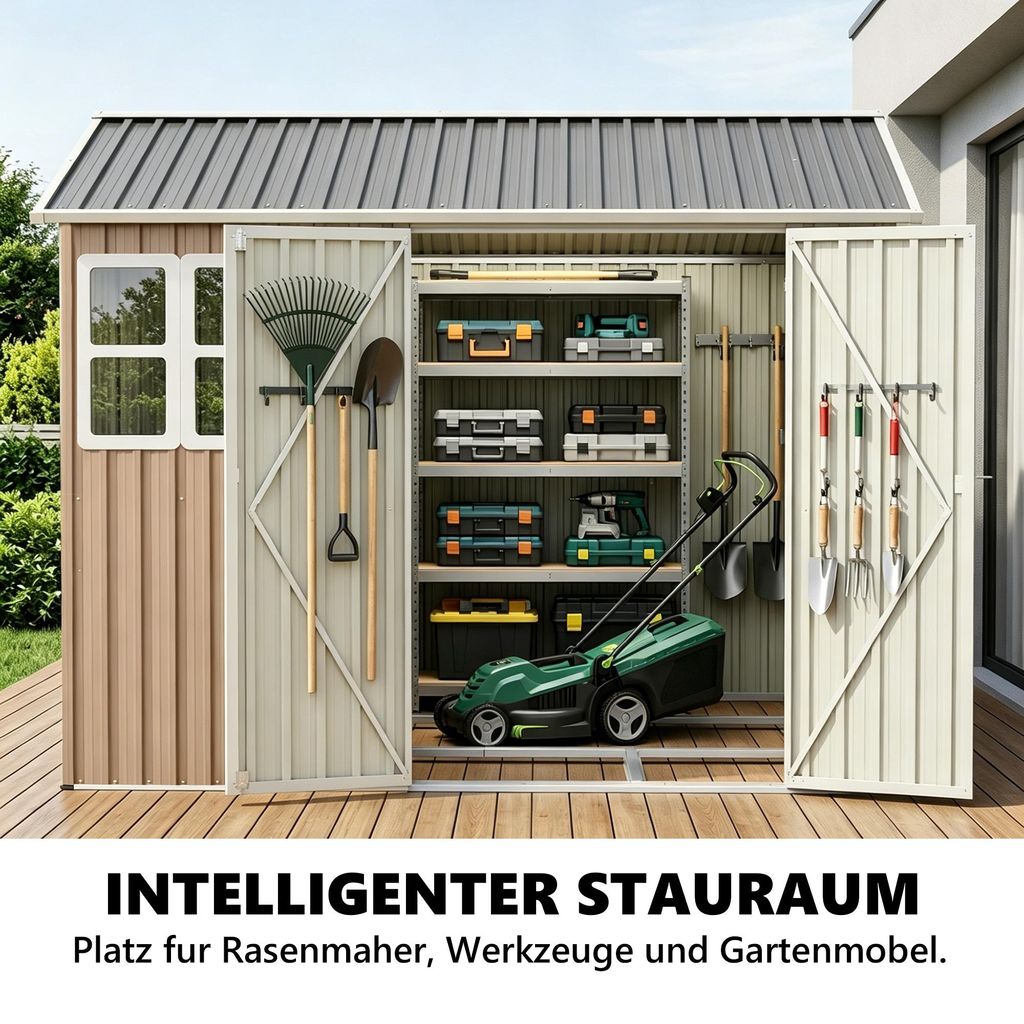 Geräteschuppen Gerätehaus Metall Gartenhaus Satteldach Produktbild 