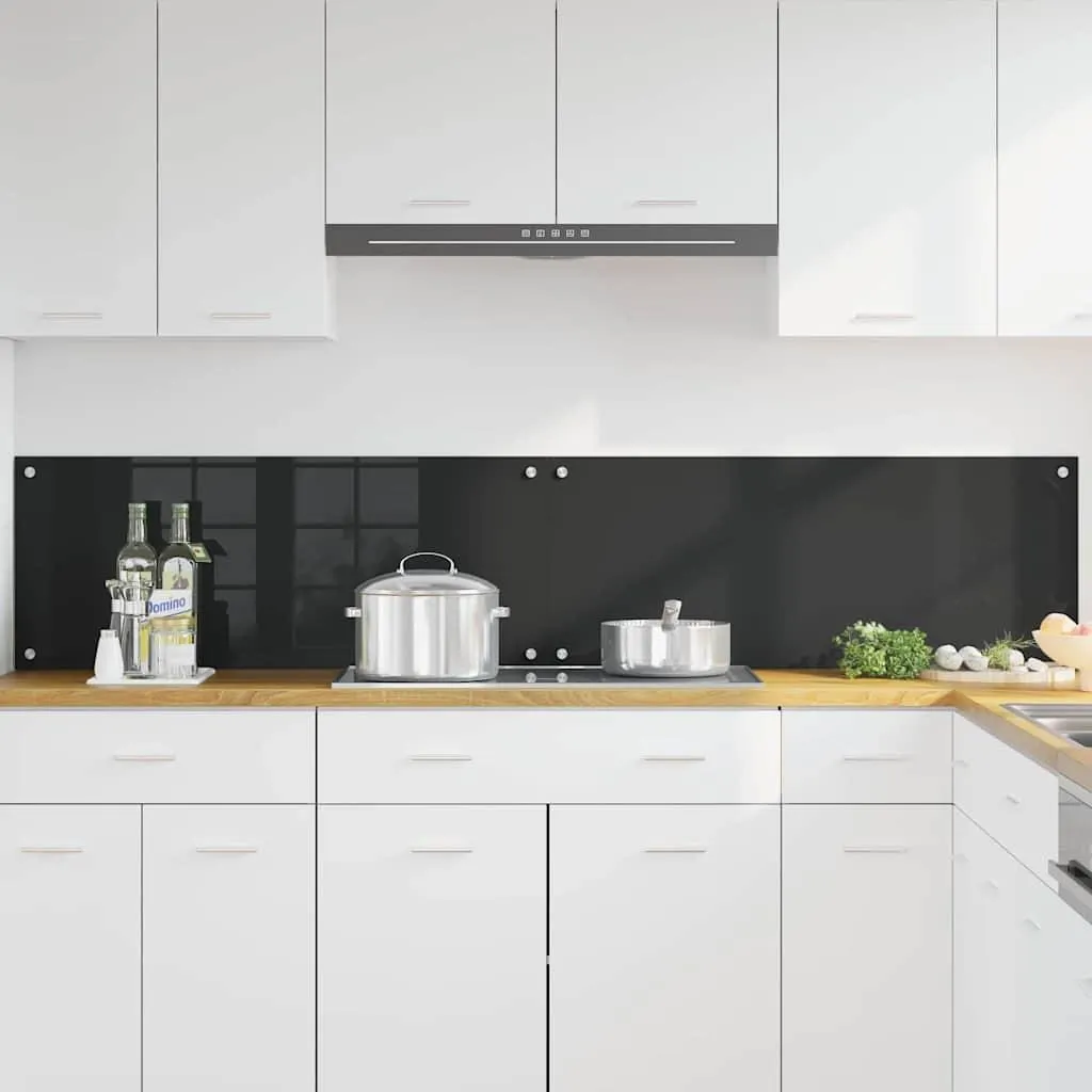 Protection murale de cuisine noir 100x40 cm - Pack de 2 en verre trempé