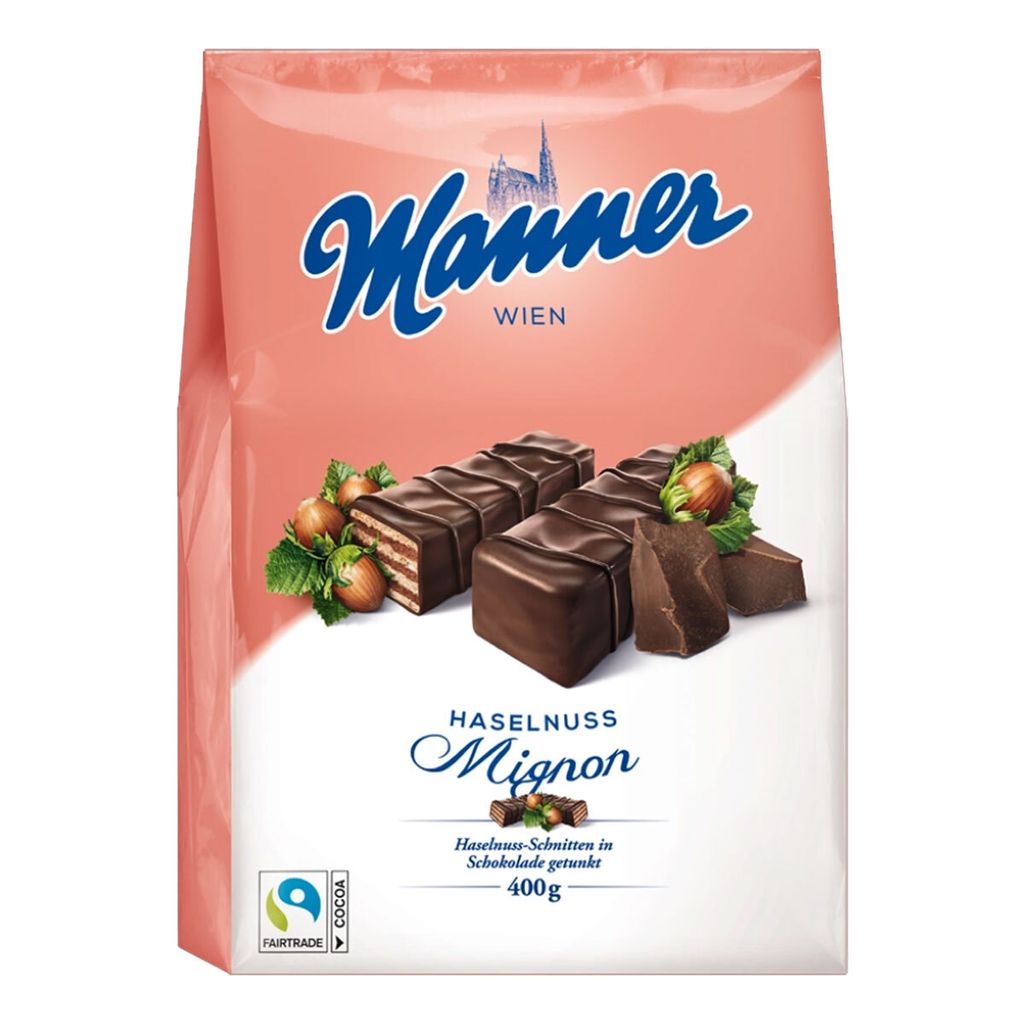 Wafer Manner Mignon con crema alla nocciola e copertura al Immagine del prodotto 