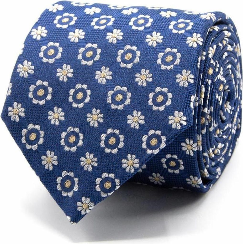 Blaue Herren Seidenkrawatte mit floralem Muster