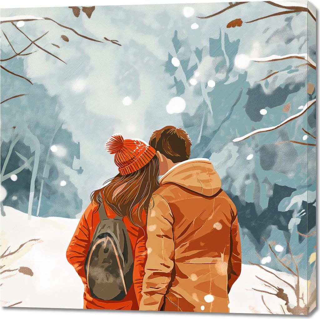 Bild 100x100cm Gemeinsam im Schnee