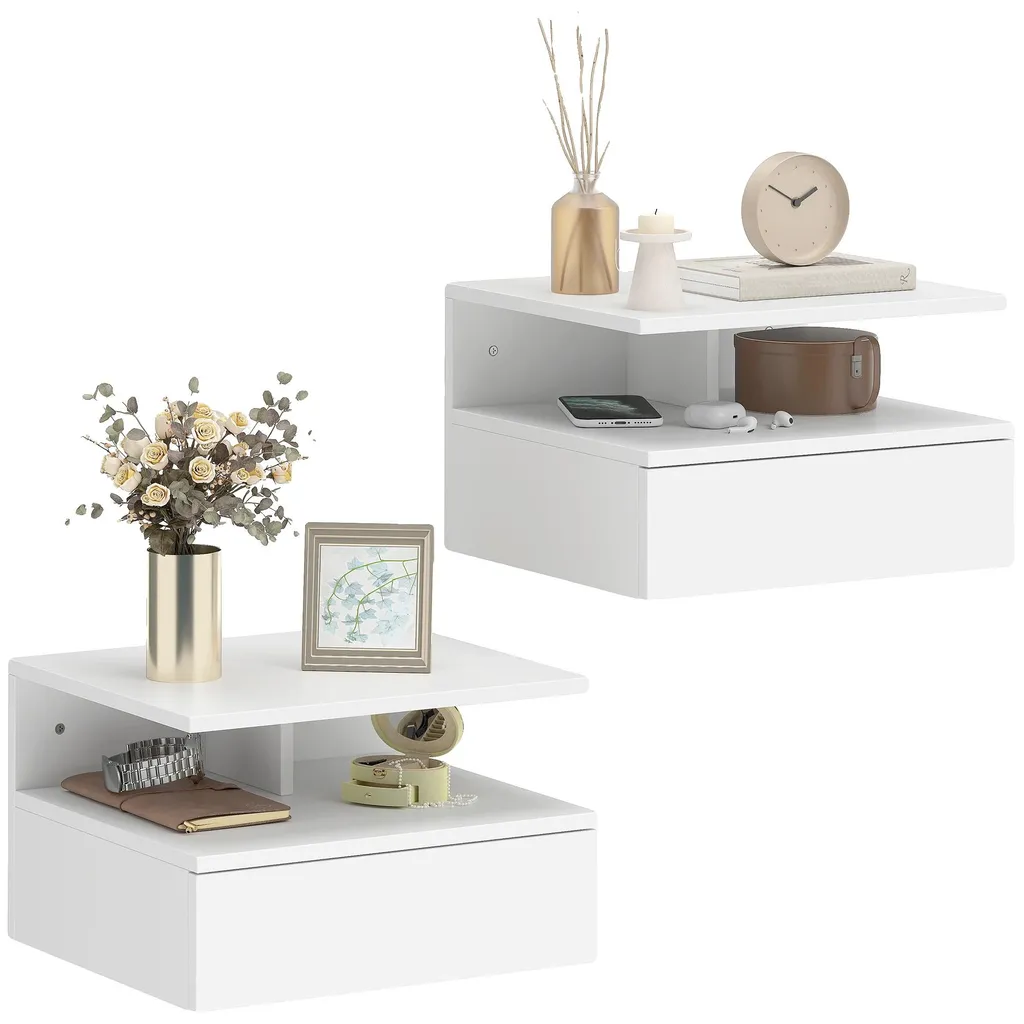 Table de nuit suspendue blanche pour petit espace, gain de place mural