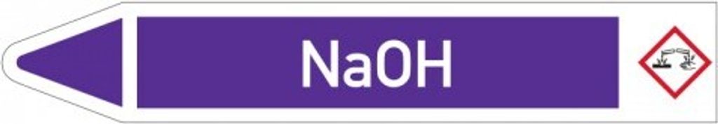 Dreifke Aufkleber I RKZ-Etikett NaOH, links, DIN, violett/weiß, für Ø 25-40m...