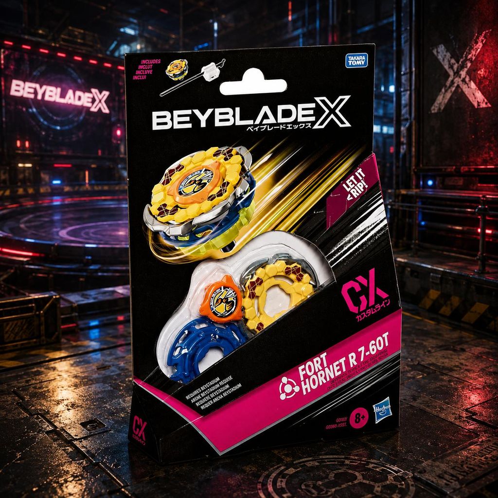 Takara Tomy Beyblade X Hornet Fort R 7-60T Productafbeelding  AI-gegenereerde afbeelding