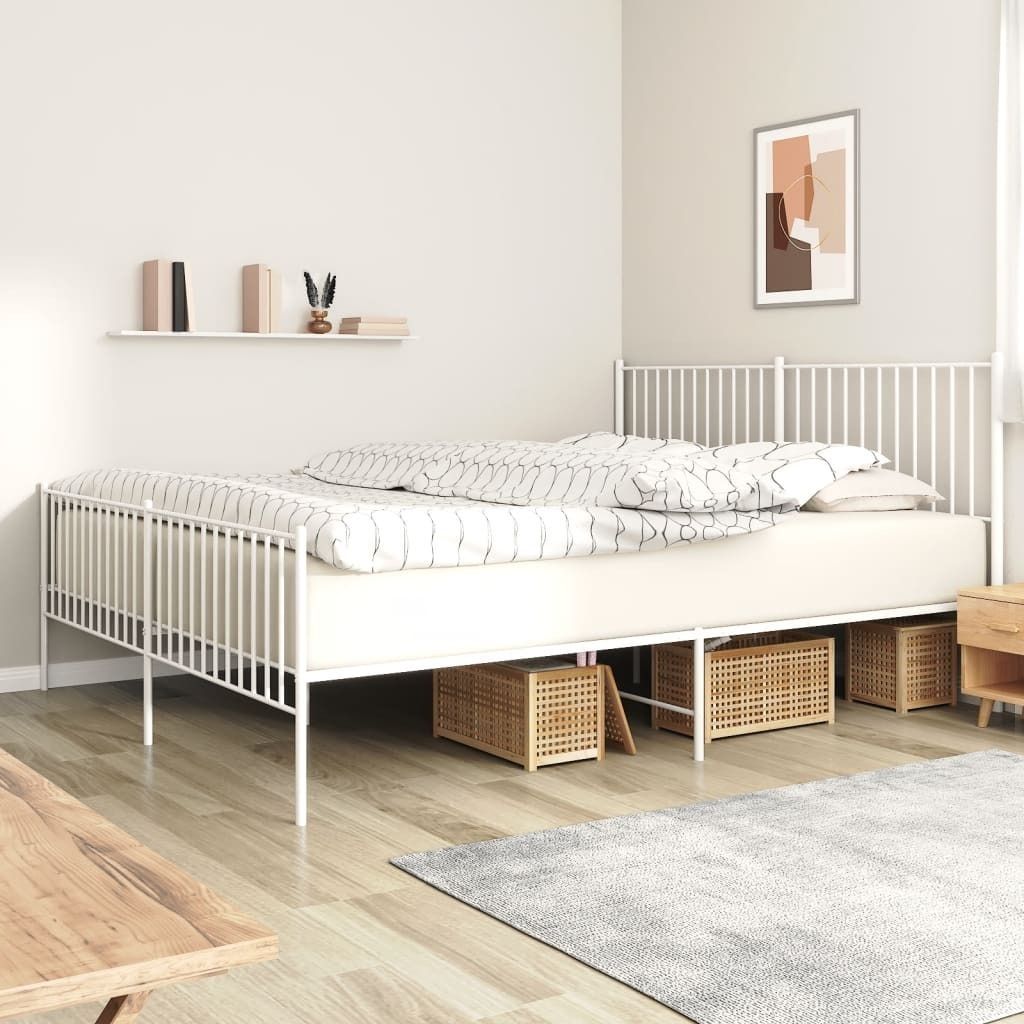 Maison Exclusive - Bettgestell mit Kopf- und Fußteil Metall Weiß 183x213 cm