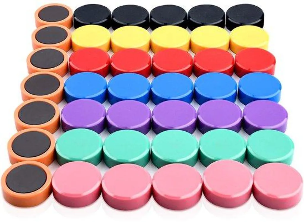 Aimants de Bureau Colorés pour Tableaux Magnétiques - Set de 48 Pièces
