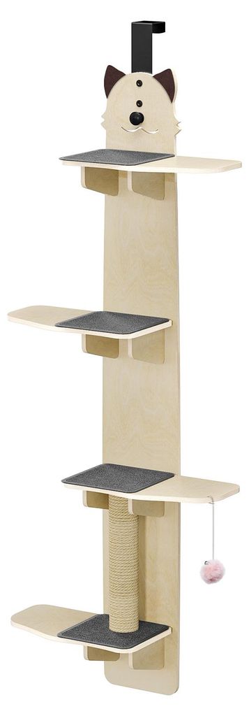 Türhänger für Katzen, 4-stöckiger vertikaler Katzenbaum für die Tür, Türhänger mit Kratzbaum, Kissen, Spielball, Türkletterbaum für Wohnu...
