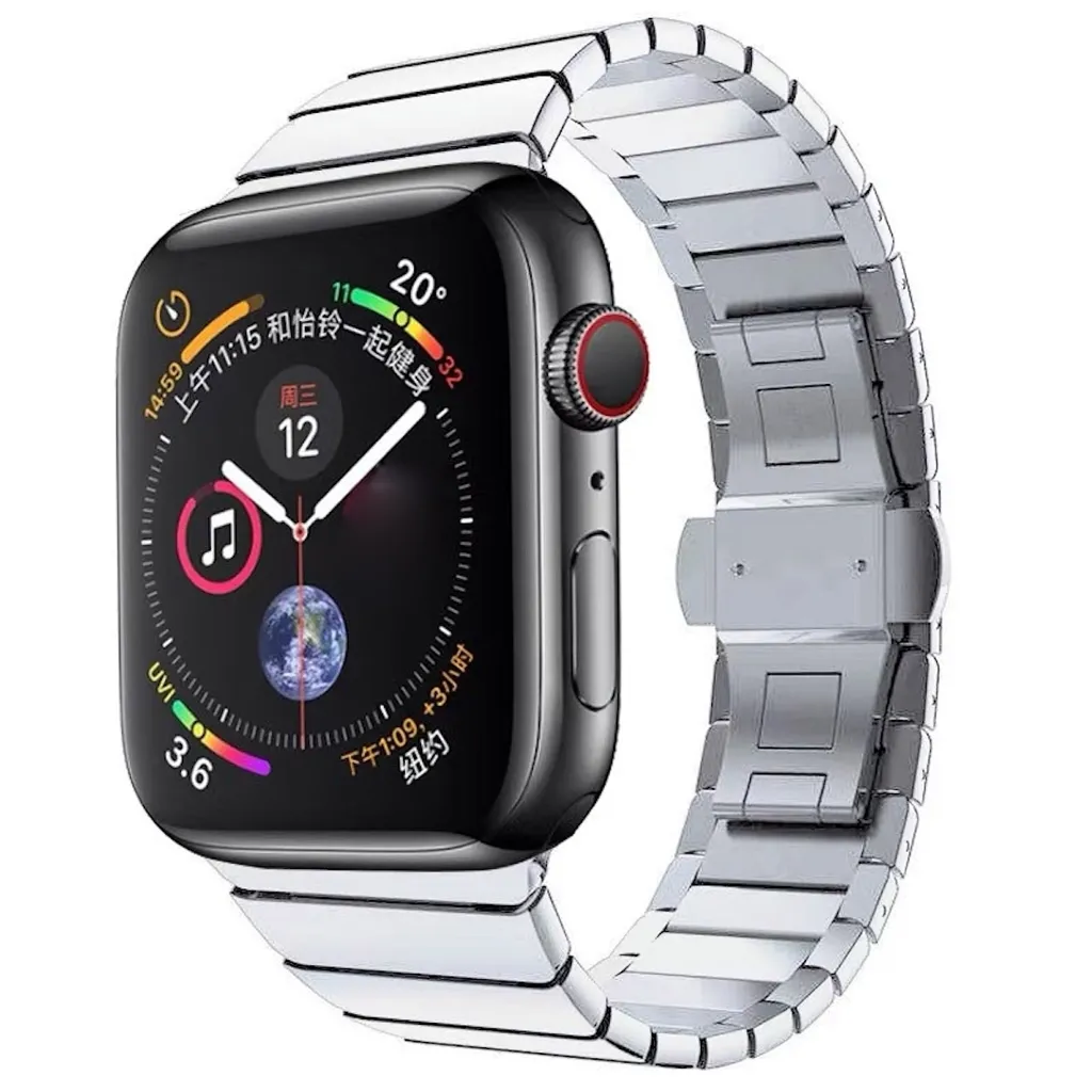 Per Apple Watch Series Ultra 1 + 2 49mm 9 8 7 45 / 6 SE 5 4 44 / 3 2 1 42mm Style Steel Silver Replacement Bracelet Smart Watch New