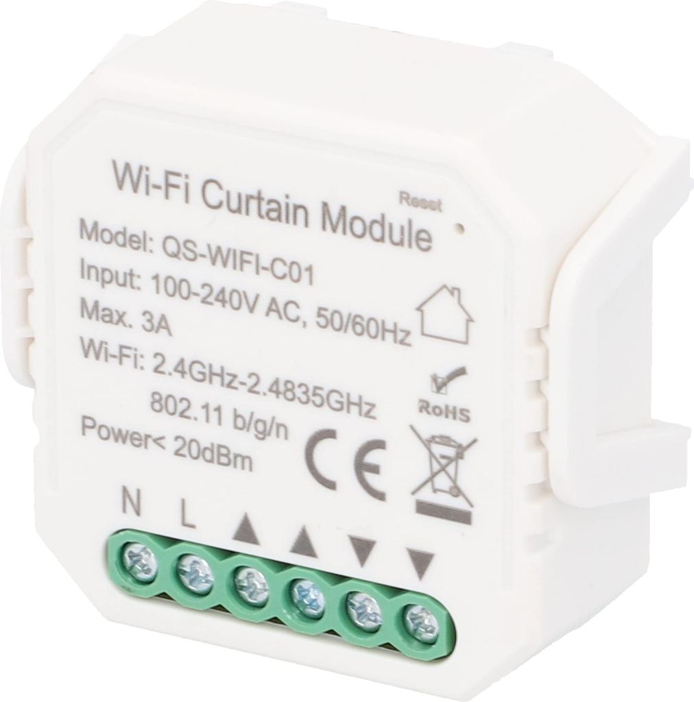 UNITEC WiFi Jalousie Modul Unterputz mit Gratis fürs Smartphone und Sprach-und App-Steuerung, weiß, 220-240 V, 3 A, 2.4 GHz, 46 x 46 x 18 mm