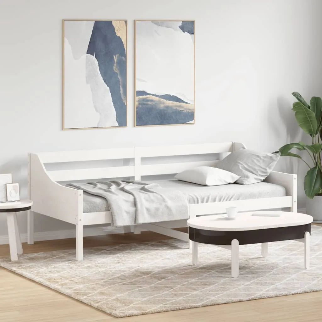 Lit de jour en pin massif blanc 80x200 cm - Structure de lit robuste