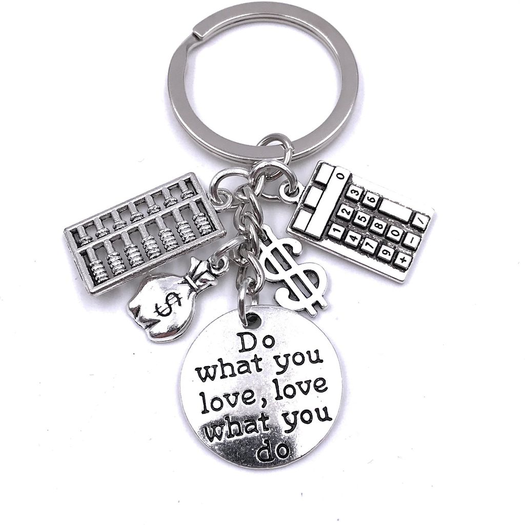 Onwomania Schlüsselanhänger Taschenrechner Geldbeutel Dollarzeichen Money silber Anhänger Keychain