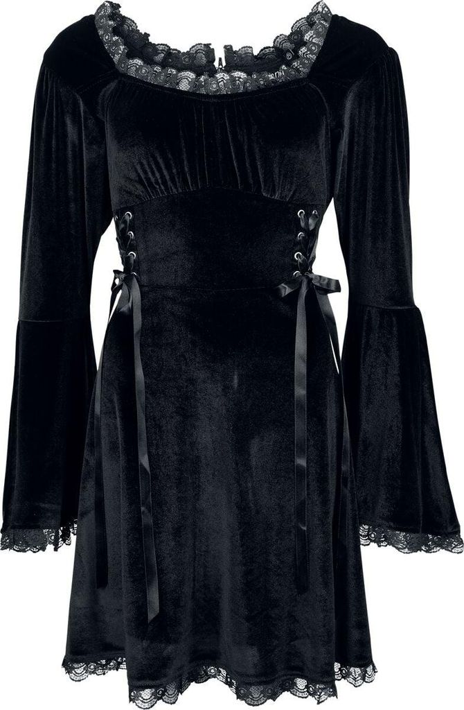 Gothicana by EMP Damen schwarzes Kleid mit Schnürung S