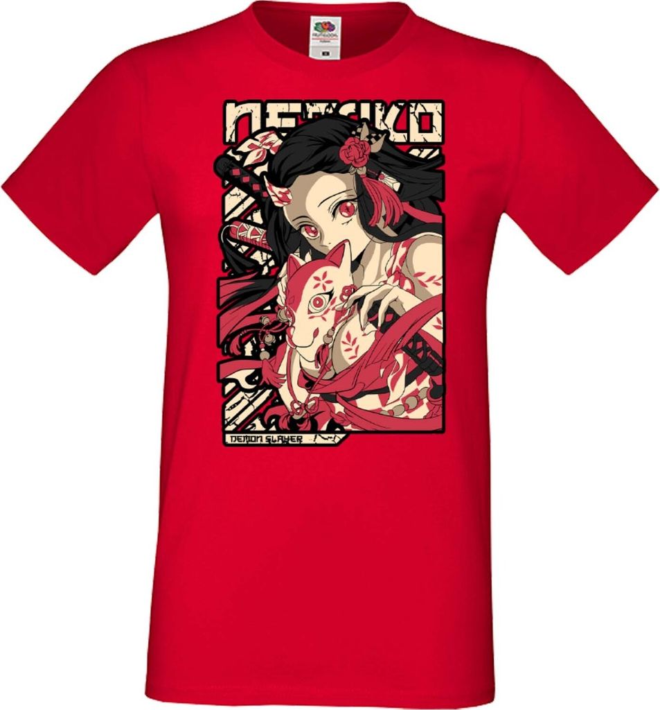 Herren T-Shirt Anime Manga Demon Anime Slayer Nezuko Kamado 04 Nezuko Demon, Man XL / Rot