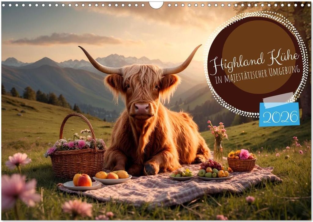 Highland Kühe (Wandkalender 2026 DIN A3 quer), CALVENDO Monatskalender