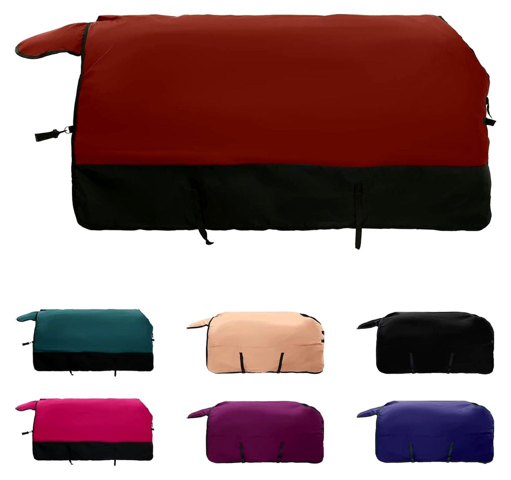 Pferdedecke Bordeauxrot und Schwarz 155 cm ohne Halsabdeckung aus Polyester