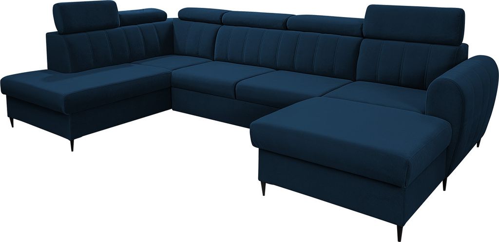 MIRJAN24 Wohnlandschaft Forio XL, Eckcouch mit Bettkasten und Schlaffunktion, Einstellbare Kopfstützen, Schwarze Metallfüße (Farbe: Kronos 09, S...