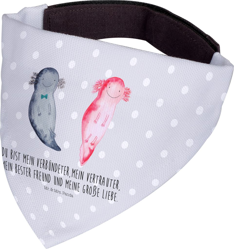 Mr. & Mrs. Panda Halstuch Für Hunde Axolotl Freundin - Grau Pastell - Geschenk, Liebe, Hund, Hundehalstuch, Tuch, Lurch, Valentinstag