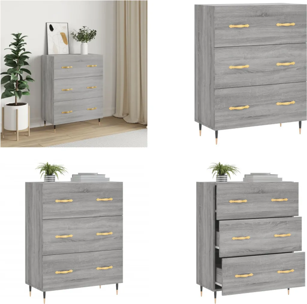 Mobile Credenza Grigio Sonoma vidaXL 34x70x90 cm - Stile Nordico