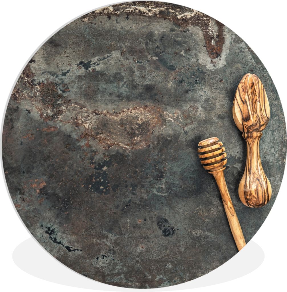MuchoWow Rundes Wandbild - Runde Bilder Küchenutensilien - Kochen - Teller Ø 60 cm Kreis Wanddekoration Kunststoff - Wandkreis - Wandschmuck - ...