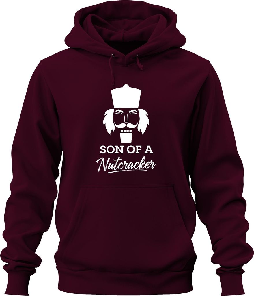 SON OF A Nutcracker Weihnachten Nussknacker lustig humorvoll Uni Hoodie Kapuzenpullover, Burgundy, S