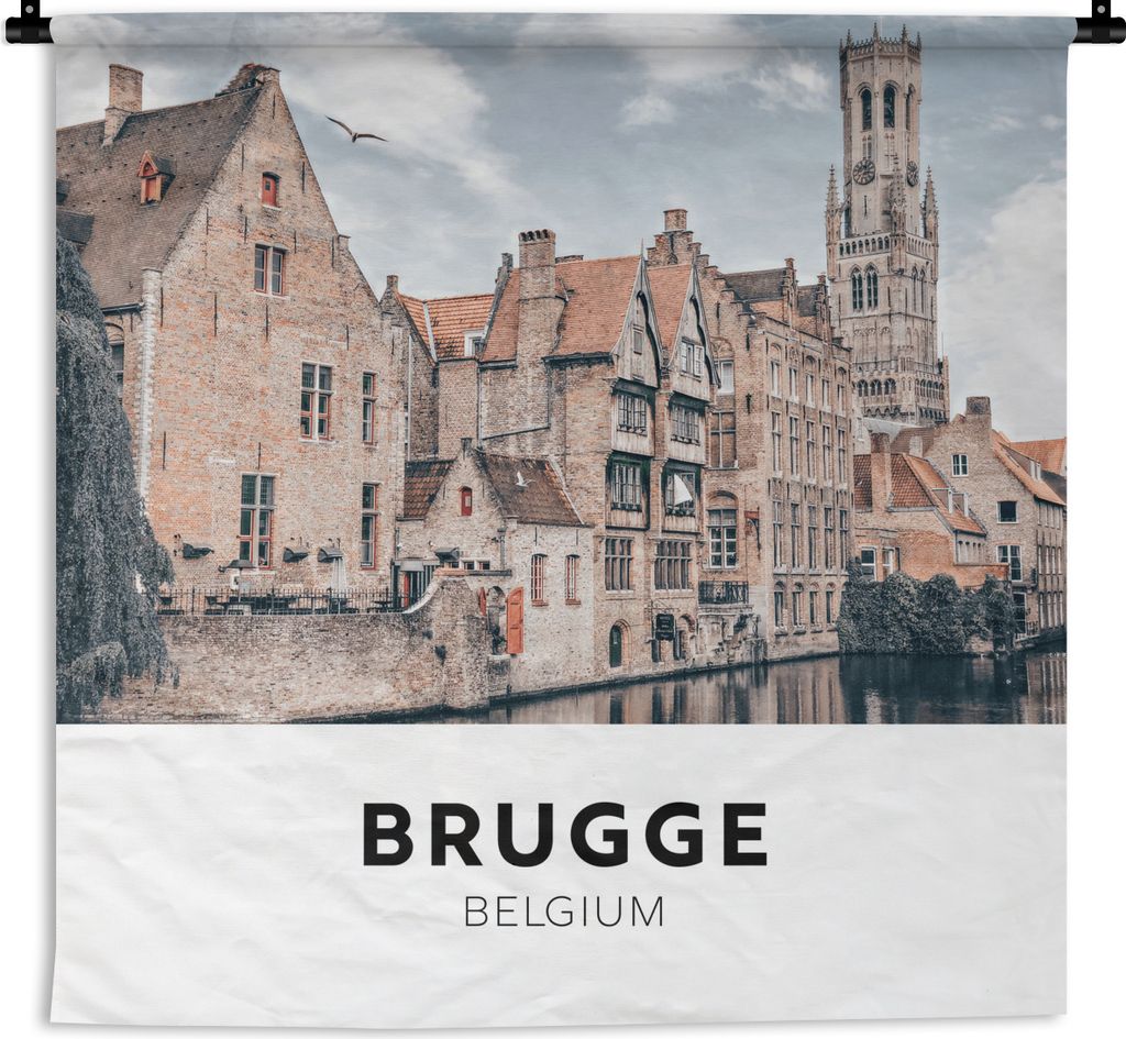 MuchoWow Wandteppich Wandbehang Brügge - Belgien - Häuser 90x90 cm Tapisserie Dekoration Wandtuch - Wandaufhänger