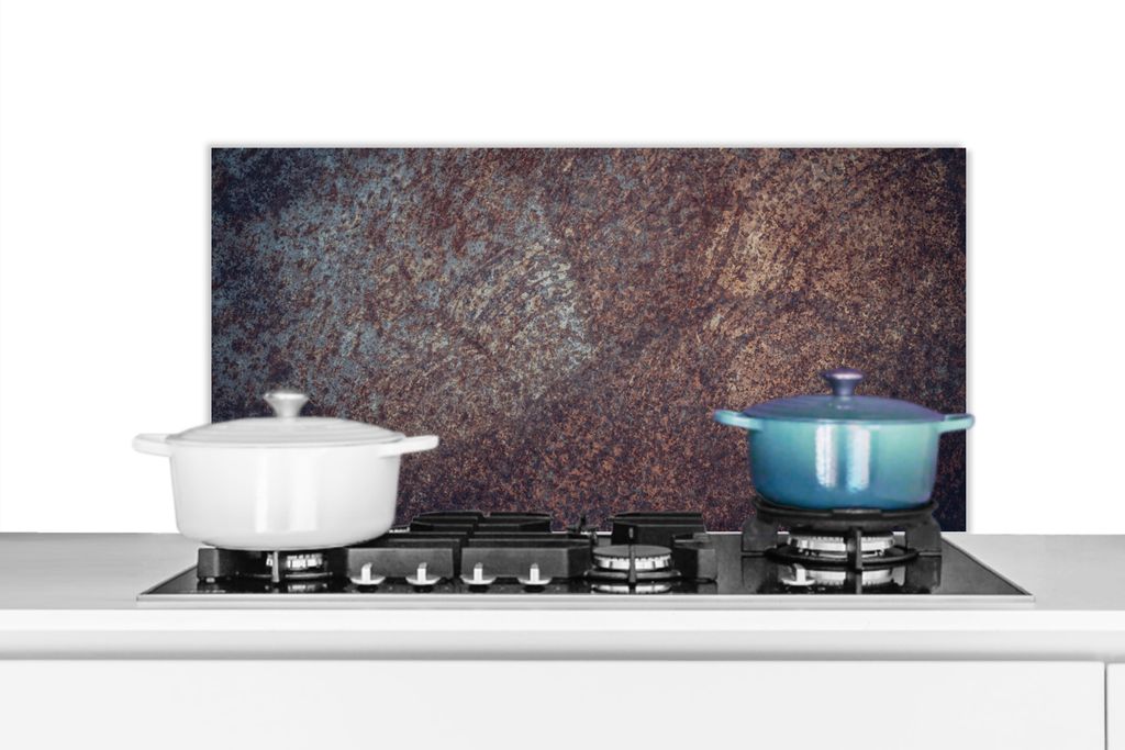 KitchenYeah Spritzschutz Küche - Küchenrückwand - Wandschutz für Herd und Spüle - Rost - Metall - Platten 80x40 - Alu-Dibond (Alternative z...