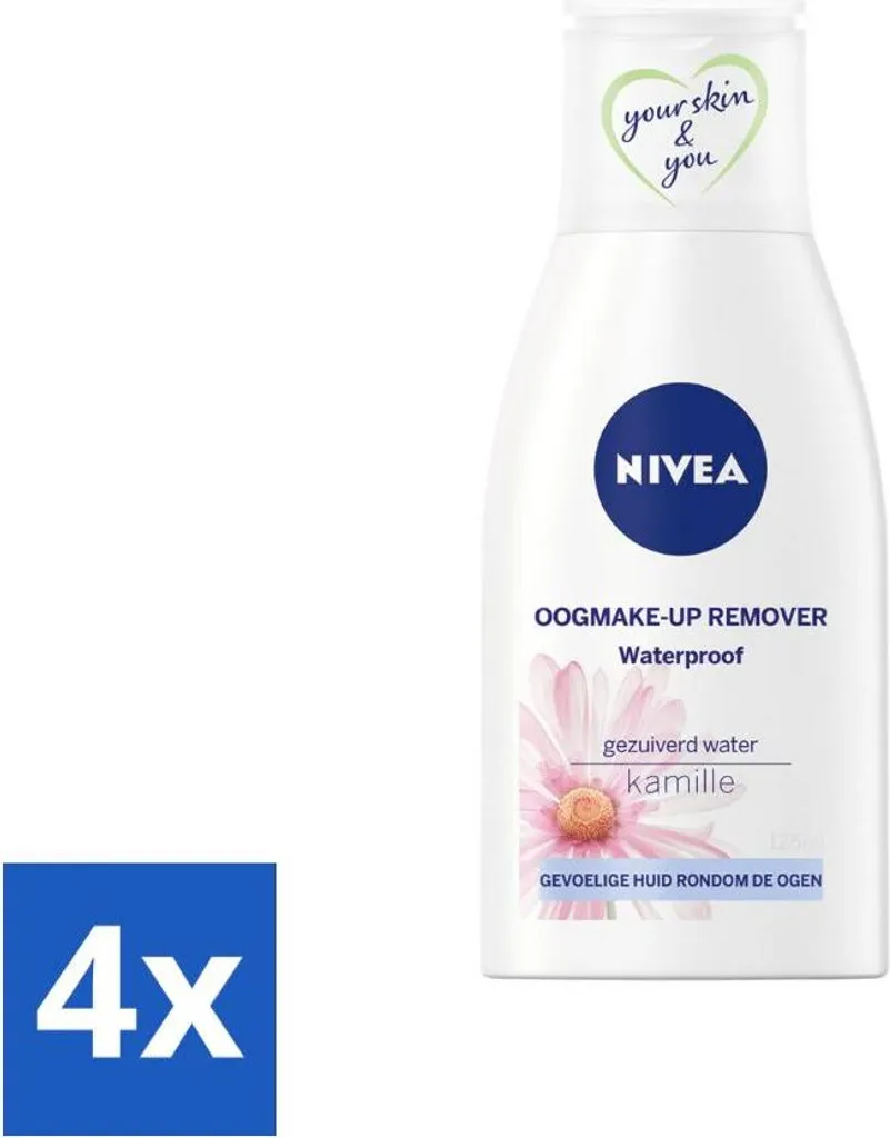 NIVEA Démaquillant Yeux Waterproof Peaux Sensibles 125ml - Pack de 4