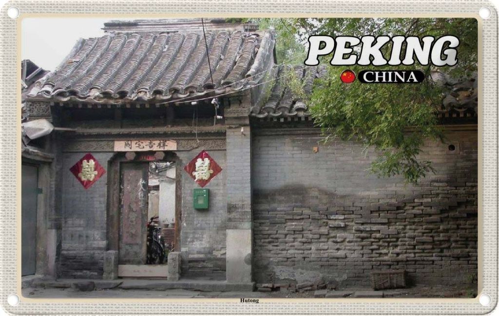 vianmo Blechschild 20x30 cm Peking China Hutong Bildmotiv Reisemotiv Abenteuer Reisen Urlaub