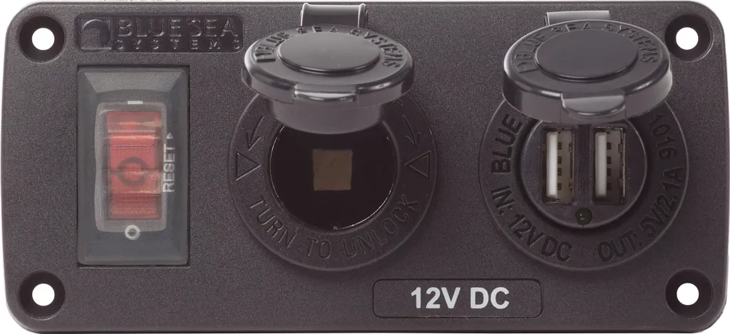 Double Prise USB 2.1A et 12V BSS Panel H2O Cb avec Protection Humidité