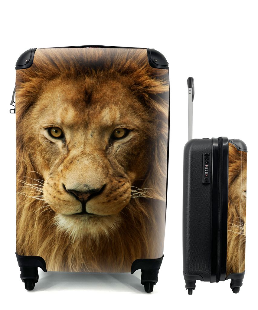 MuchoWow Koffer Handgepäck Trolley Rollkoffer Kleine Reisekoffer mit 4 Rollen - Afrikanischer Löwe Porträt - Cabin Size < 55x40x23 cm & 55x40x...