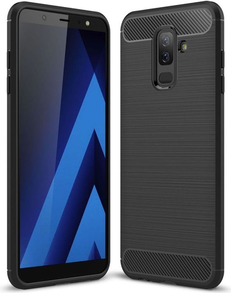 Samsung Galaxy J8 2018 Hülle Silikon Schwarz Carbon Optik Produktbild 
