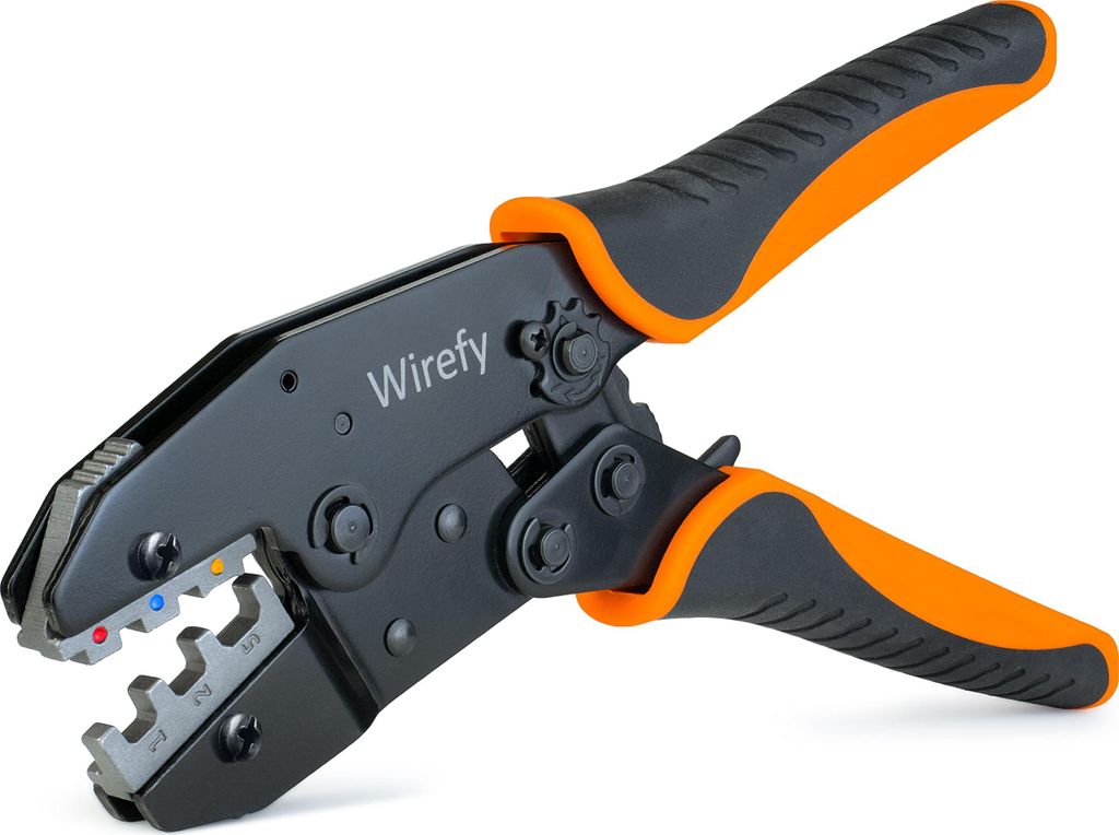 Wirefy Crimpzange für Schrumpfverbinder - Krimperzange Kabelschuhe mit Ratschenfunktion - Crimpzangen geeignet für 0,5mm² - 6mm²