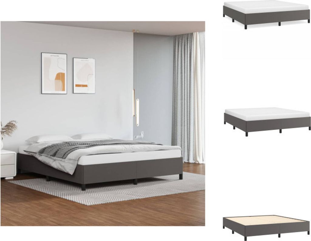 vidaXL Bettgestell Grau 180x200 cm Kunstleder - Betten & Bettgestelle