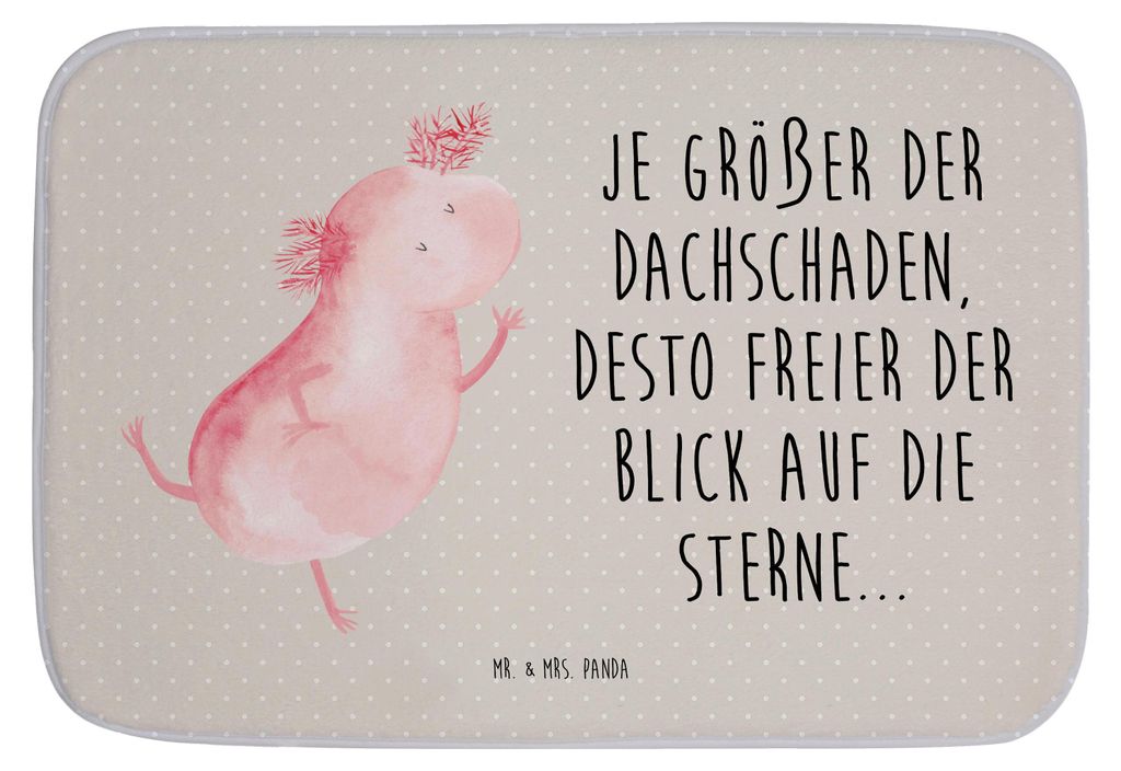 Mr. & Mrs. Panda Badezimmerteppich Axolotl Tanzen - Grau Pastell - Geschenk, Badteppich, Lurch, Freundin, duschmatte, Badvorleger, Sterne, gut Gela...