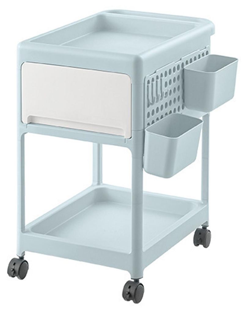 Rollbarer Aufbewahrungswagen mit Schubladen und Ablage, Rollwagen mit Haken und abnehmbaren Körben für Babyartikel, Schlafzimmer, Badezimmer und ...