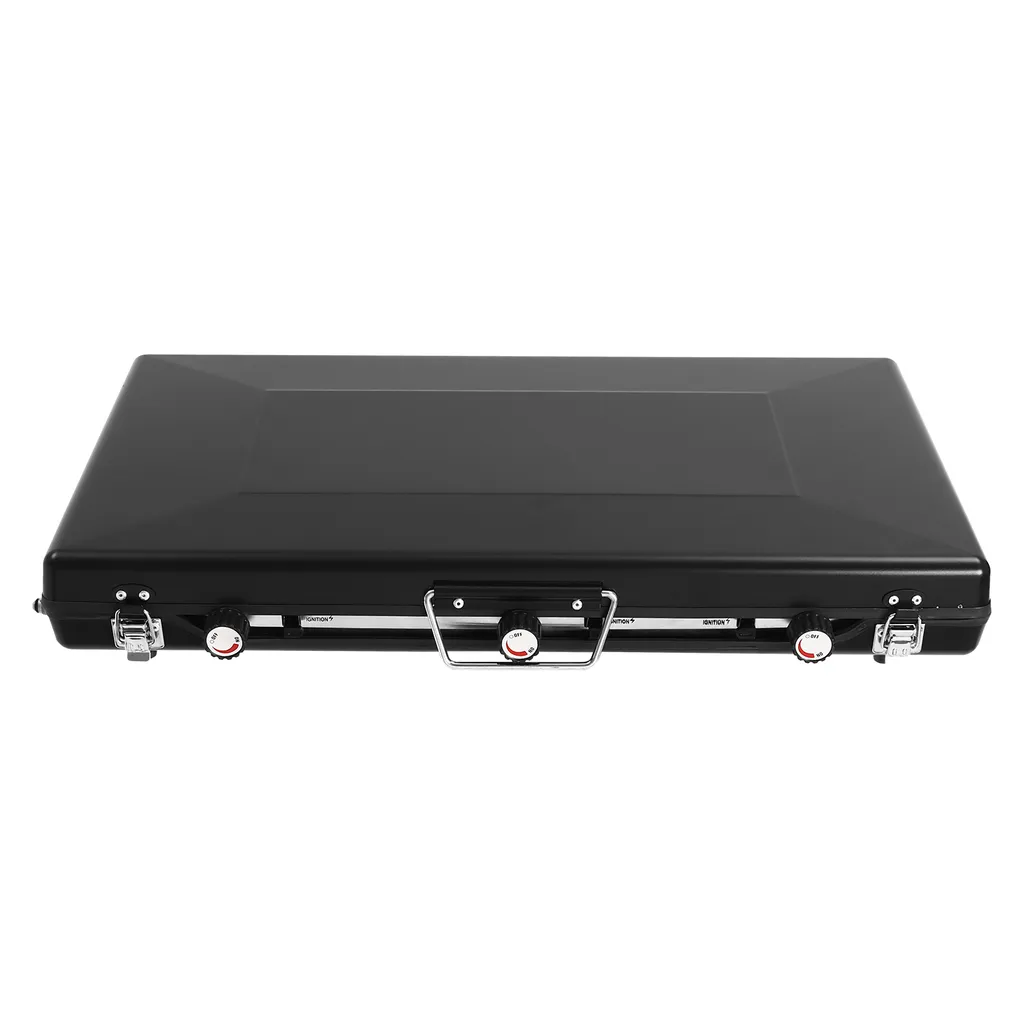 Réchaud de camping à gaz portable 3 feux noir haute performance 2900W