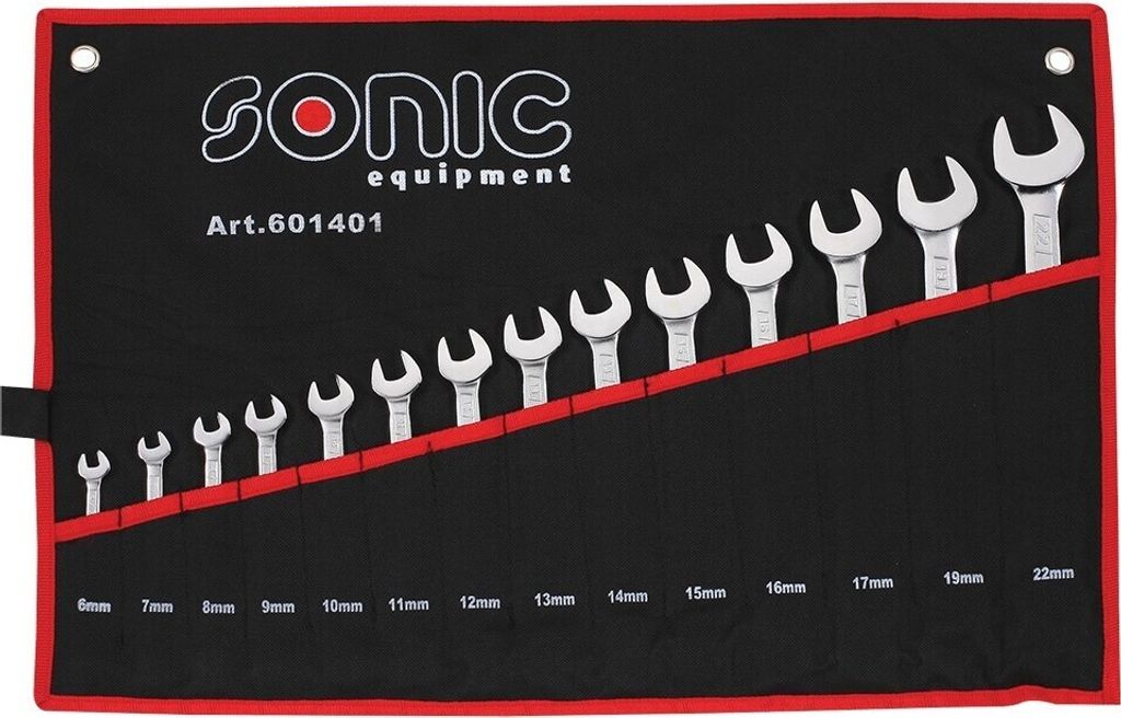 SONIC Ring- / Gabelschlüsselsatz 601401 Chrom-Vanadium-Stahl