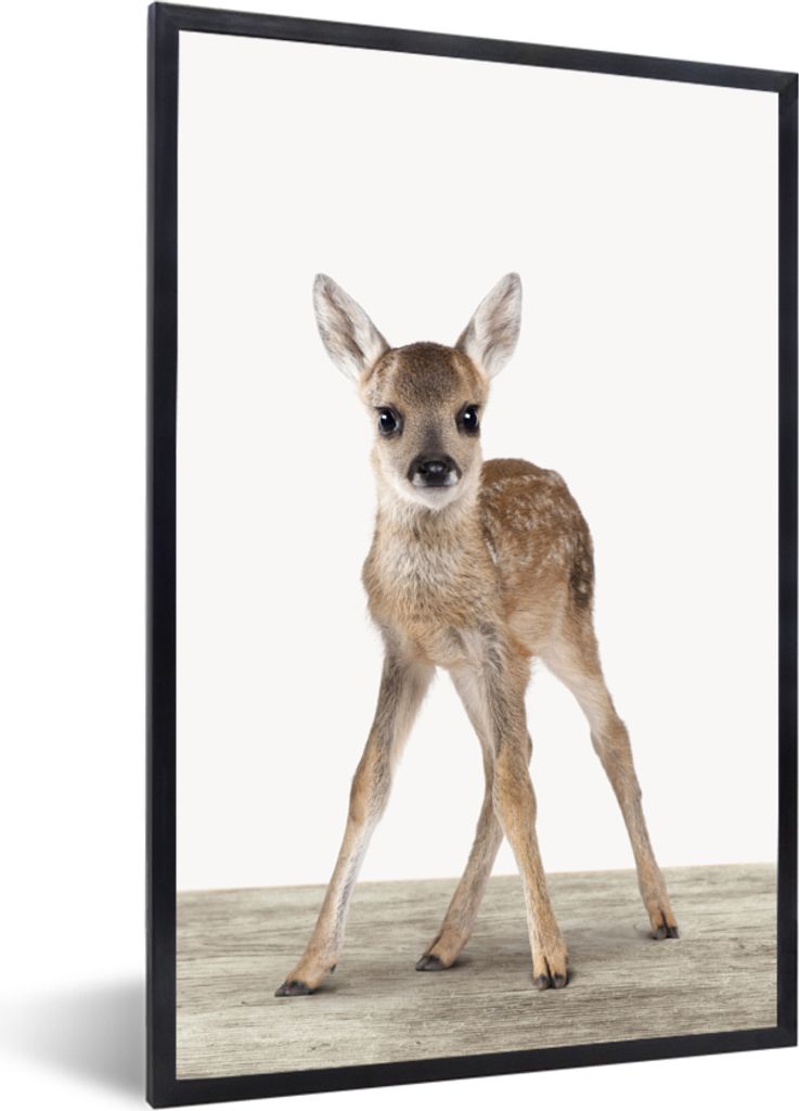 MuchoWow Gerahmtes Poster Hirsche - Baby-Hirsche - Tiere - Mädchen - Jungen - Kinder 60x90 cm - Poster mit Schwarzem Bilderrahmen Wandposter Rah...