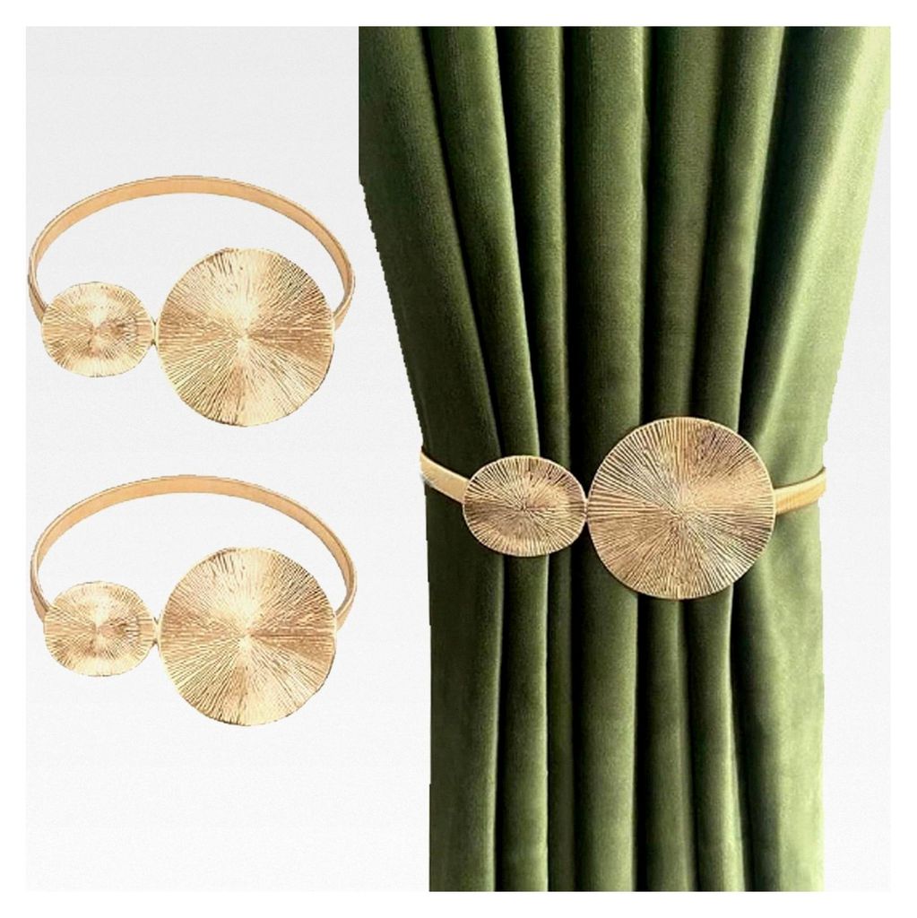 2 Stück Vorhang Raffhalter in Gold, Verstellbare Raffhalter für Vorhänge aus Metall, Moderne Vorhangschnalle für die Dekoration von Zuhause, B...