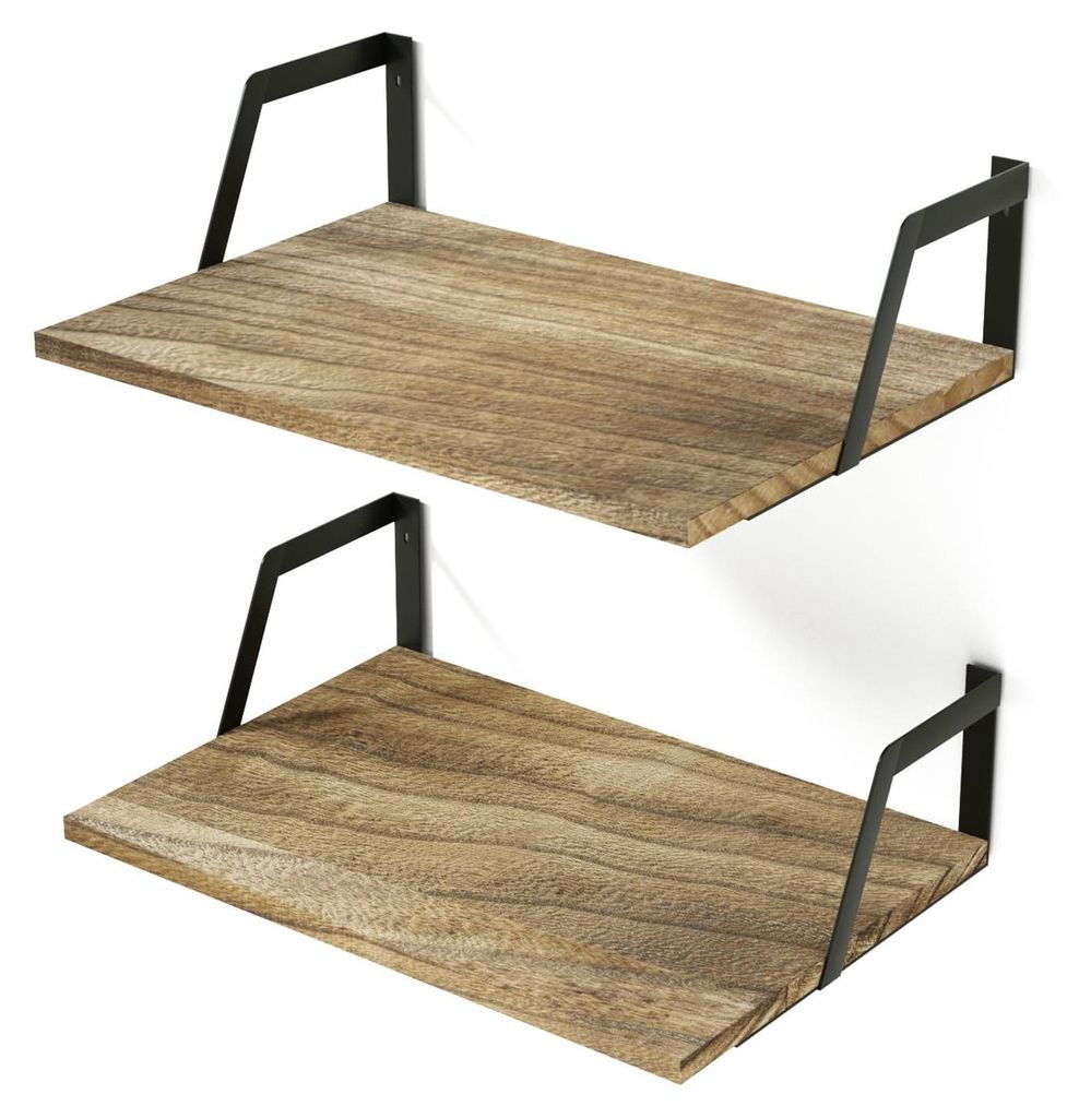 Wandregal, breit, Holz und Metall, 2er-Set, Wandregal 42x30x12 cm, moderne Dekoration, Hängeregal für Wohnzimmer, Badezimmer, Schlafzimmer, Büro...