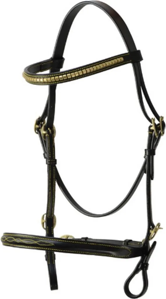 Bridon en cuir noir BZ3077 Hy-bride Cob avec têtière ergonomique