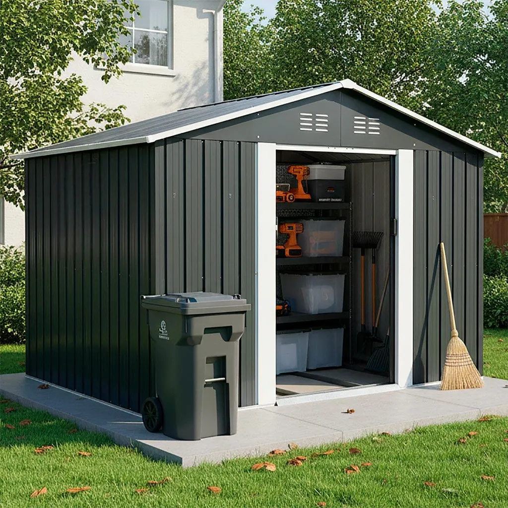 Fornorth Remise à outils 5.29m2 en métal gris anthracite avec double porte