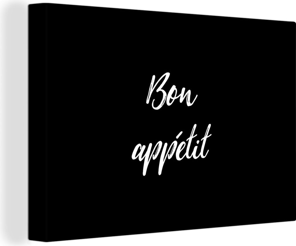 OneMillionCanvasses - Leinwandbilder - 150x100 cm, Herzhaft essen - Zitate - Sprichwörter - Bon appétit - Essen, Wandbilder Kunstdruck Wanddeko...