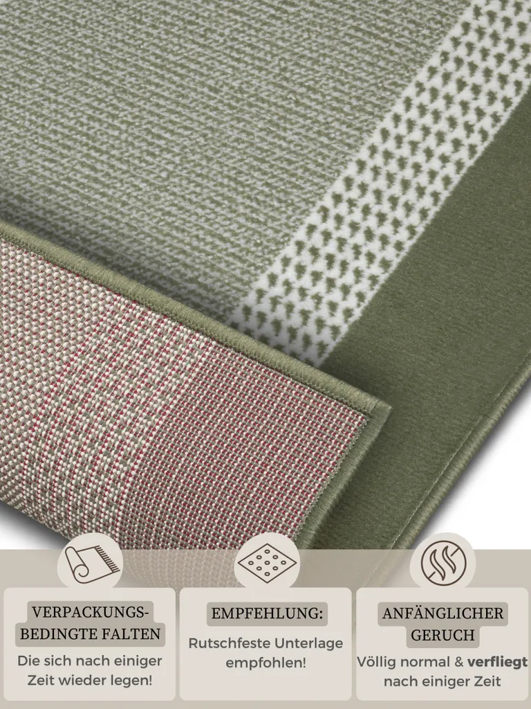 Hanse Home Tapis BASIC Vert 80x200 cm - Design Moderne Minimaliste