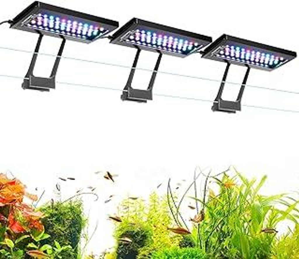 hygger Dreikanal-Tauch Clip On Aquarium Beleuchtung, 36W Full Spectrum LED Aquarium Lamp, 24/7 Lighting and DIY Mode Fish Tank LED Light mit 7 Farb...