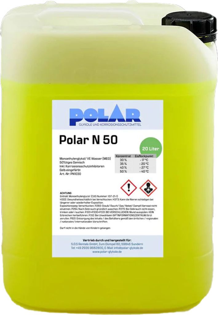 Polar N-MEG Glykol Frostschutzmittel, Monoethylenglykol 50% Gemisch 20 Liter