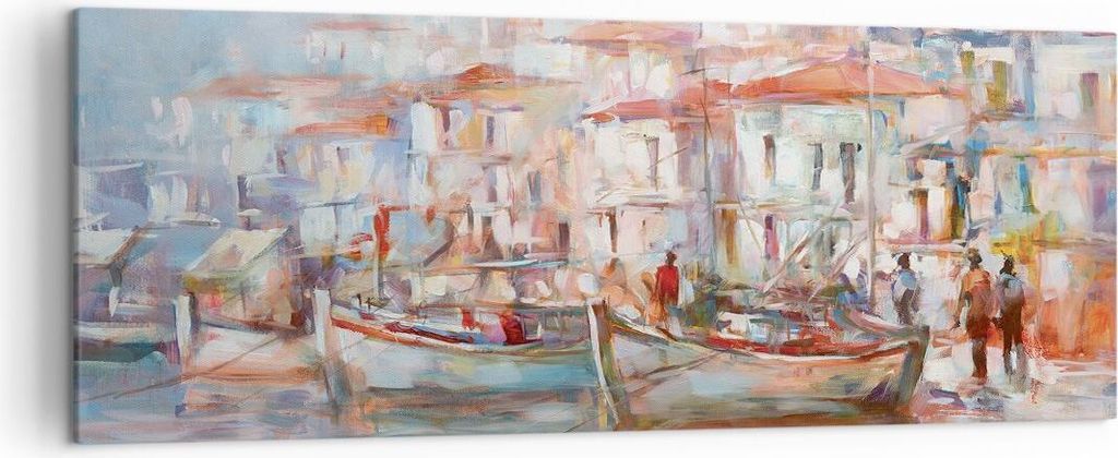 Bild auf Leinwand - Leinwandbild - Einteilig - Insel Boote Hafen - 140x50cm - Wand Bild - Wanddeko - Wandbilder - Leinwanddruck - Bilder - Wanddeko...